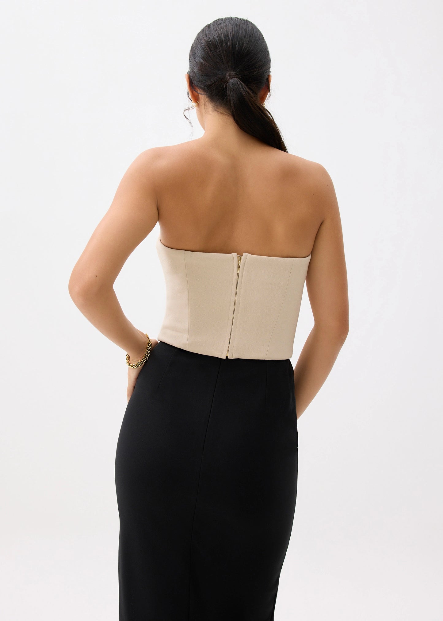 Love Bonito Jia Notched Bustier Top (Oat) - S