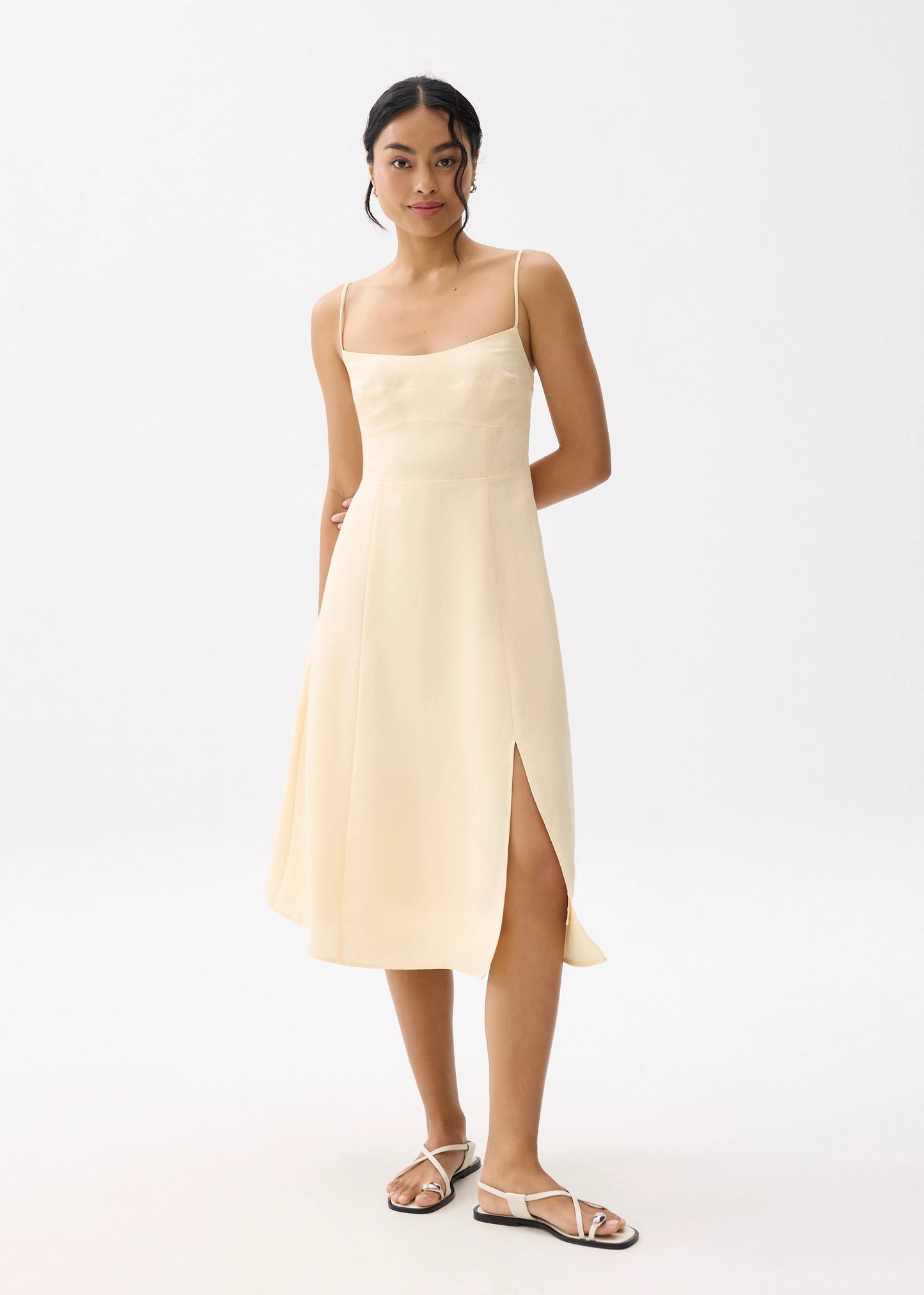 Love Bonito Emi Linen Fit & Flare Midi Dress (Daffodil) - XS