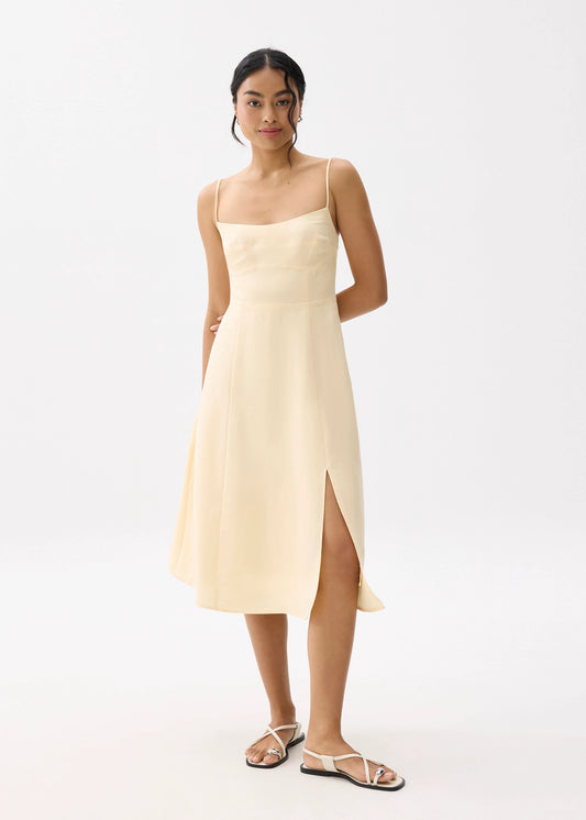 Love Bonito Emi Linen Fit & Flare Midi Dress (Daffodil) - XS