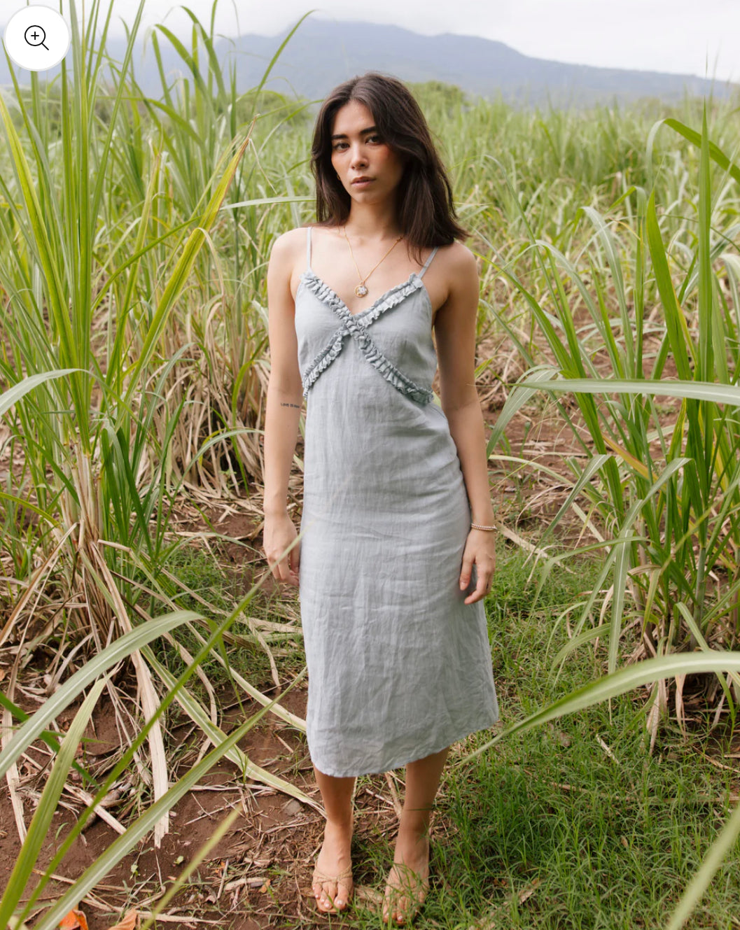 Just Because Studio Leona Linen Dress Powder Blue - XS