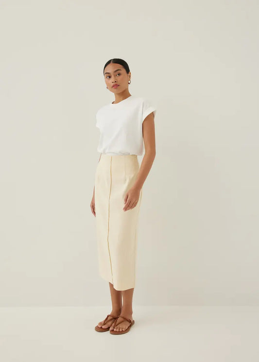 Love Bonito Henrietta Linen Column Midi Skirt