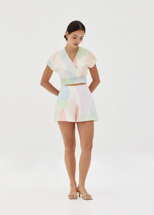 Love Bonito Abelle Top + Zyrah Flare Shorts Set (Serendipity) - XS